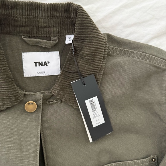 Aritzia TNA Khaki Jacket with Corduroy Collar - Picture 3 of 4